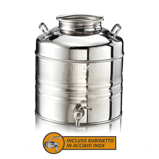 Sansone Contenitore in Acciaio Inox 15L con Rubinetto