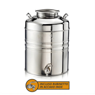 Sansone Contenitore in Acciaio Inox 25L con Rubinetto