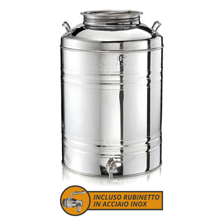 Sansone Contenitore in Acciaio Inox 50L con Rubinetto