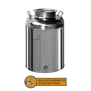 Belvivere Fusto Contenitore in Acciaio Inox 50L con Rubinetto