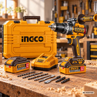INGCO CIDLI209686E Impact Drill with 2 Batteries and Accessories