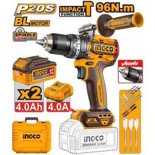 INGCO Schlagbohrmaschine CIDLI209686E mit 2 Akkus und Zubehör