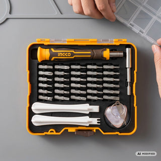 INGCO Set cacciaviti di precisione 37 pezzi con bit magnetici HKSDB0378