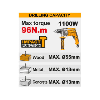 INGCO Trapano a Percussione CIDLI209686E con 2 Batterie e Accessori