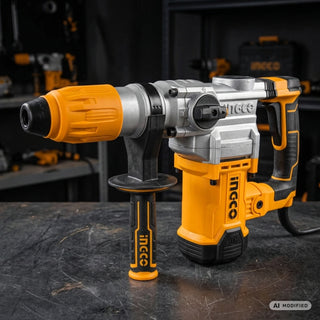 Martello INGCO RH1600388 su un banco scuro con illuminazione laterale