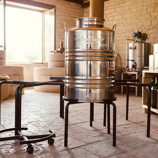 Piedistallo per Contenitore Inox Olio Ø38cm (Ideale per Fusti da 50L)